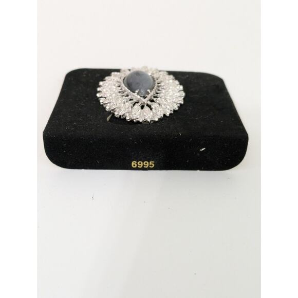 Coventry Teardrop‎ Brooch Gray Cabochon Signed Vintage - Picture 7 of 7
